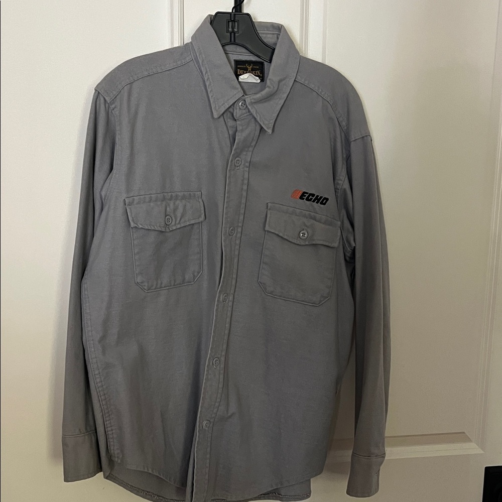 ❤️ 6 for 20 ❤️Vintage Echo Power Tool Branded Deerskin Gray Men's Shirt